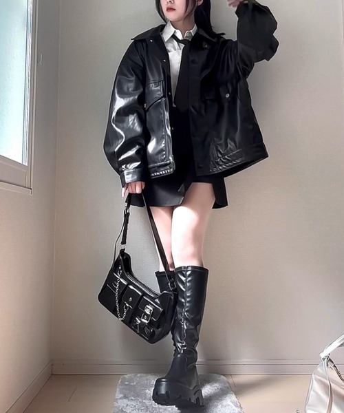 MONO-MART(モノマート)の「【nui nullu】3WAYオーバーサイズジャケット(ブルゾン・レディース・グレー/ブラック/アイボリー/ブラウン/ワイン・FREE)」の19枚目の写真