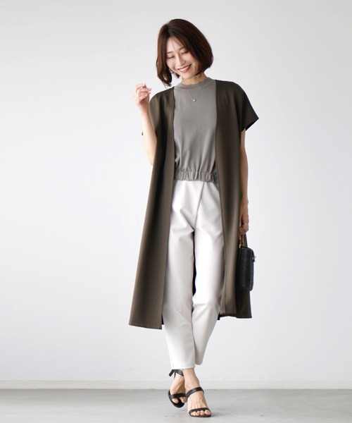 Ehre style(エーレスタイル)の「仕事も!デイリーも!着回し上手ノースリセットアップ(セットアップ・レディース・テラコッタ/カーキ・FREE)」の4枚目の写真