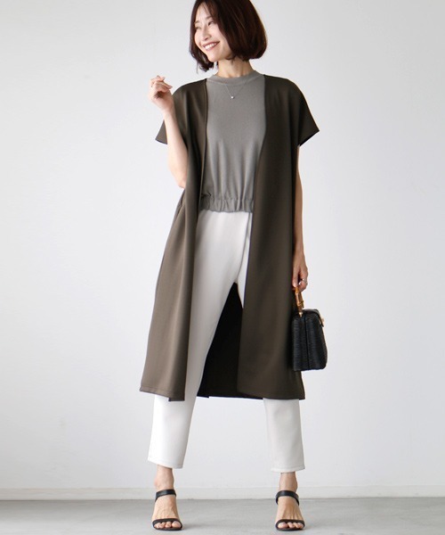 Ehre style(エーレスタイル)の「仕事も!デイリーも!着回し上手ノースリセットアップ(セットアップ・レディース・テラコッタ/カーキ・FREE)」の7枚目の写真