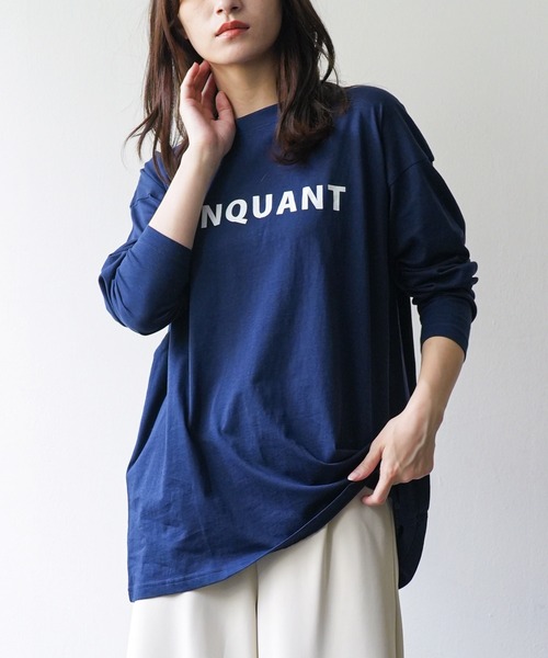 mili an deni(ミリアンデニ)の「フォントプリント長袖Tシャツ(Tシャツ/カットソー・レディース・ネイビー/ブラック/チャコールグレー/オフホワイト・L/M)」の4枚目の写真
