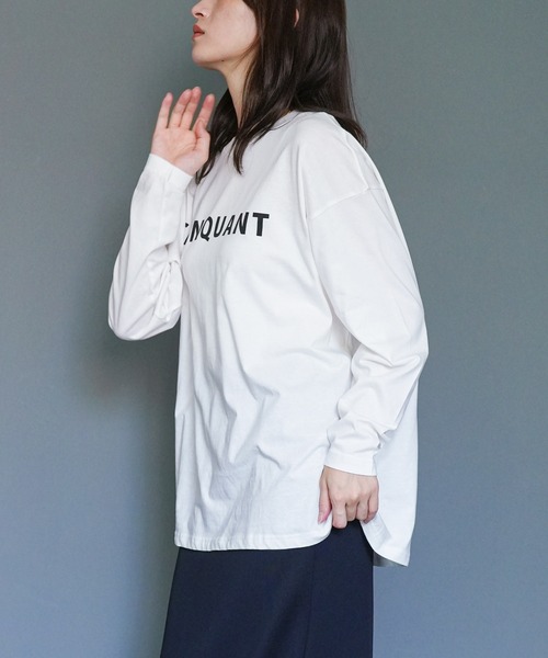 mili an deni(ミリアンデニ)の「フォントプリント長袖Tシャツ(Tシャツ/カットソー・レディース・ネイビー/ブラック/チャコールグレー/オフホワイト・L/M)」の5枚目の写真