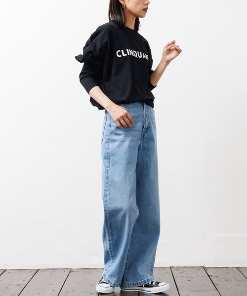mili an deni(ミリアンデニ)の「フォントプリント長袖Tシャツ(Tシャツ/カットソー・レディース・ネイビー/ブラック/チャコールグレー/オフホワイト・L/M)」の10枚目の写真