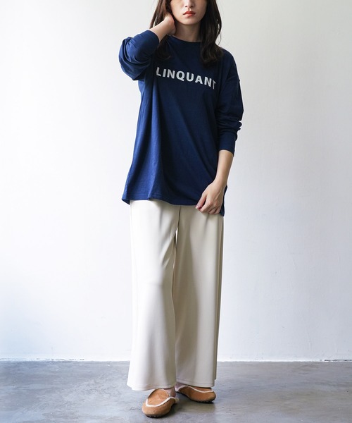 mili an deni(ミリアンデニ)の「フォントプリント長袖Tシャツ(Tシャツ/カットソー・レディース・ネイビー/ブラック/チャコールグレー/オフホワイト・L/M)」の14枚目の写真