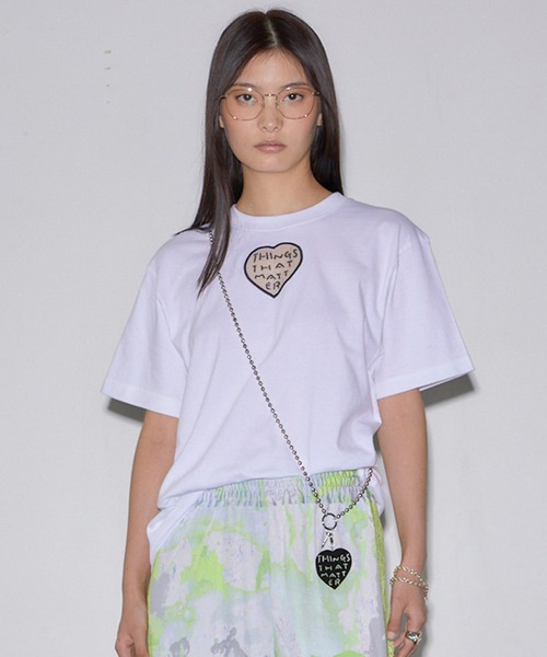 THINGS THAT MATTER（シングス ザット マター）の「【THINGS THAT MATTER/シングス ザット マター】TONDABAYASHI RAN × HEART T-SHIRT（Tシャツ/カットソー・レディース・ブラック/ホワイト・FREE）」の2枚目の写真