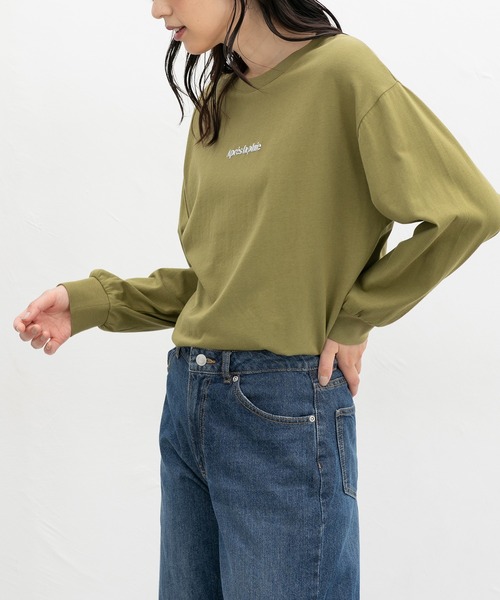 Honeys(ハニーズ)の「ロゴプリントチュニックTシャツ(Tシャツ/カットソー・レディース・スミクロ/グリーン/ブラック/オフホワイト・S/M/L/LL)」の2枚目の写真
