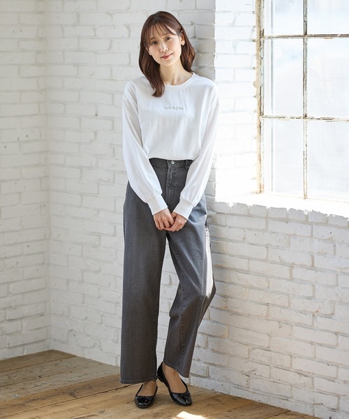 Honeys(ハニーズ)の「ロゴプリントチュニックTシャツ(Tシャツ/カットソー・レディース・スミクロ/グリーン/ブラック/オフホワイト・S/M/L/LL)」の17枚目の写真