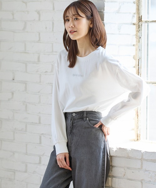 Honeys(ハニーズ)の「ロゴプリントチュニックTシャツ(Tシャツ/カットソー・レディース・スミクロ/グリーン/ブラック/オフホワイト・S/M/L/LL)」の18枚目の写真