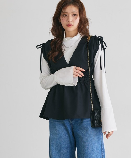 Pierrot(ピエロ)の「【静電気防止】パールカフス/タートルネックドッキングカットソー(Tシャツ/カットソー・レディース・ブラック系その他/ホワイト系その他/その他/グレー系その他・M/L)」の18枚目の写真