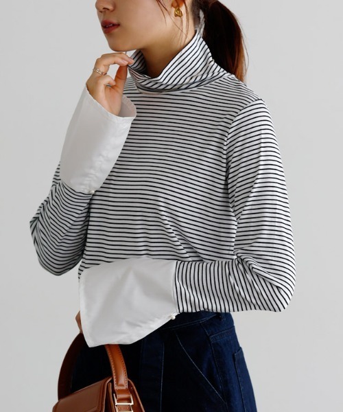 Pierrot(ピエロ)の「【静電気防止】パールカフス/タートルネックドッキングカットソー(Tシャツ/カットソー・レディース・ブラック系その他/ホワイト系その他/その他/グレー系その他・M/L)」の13枚目の写真