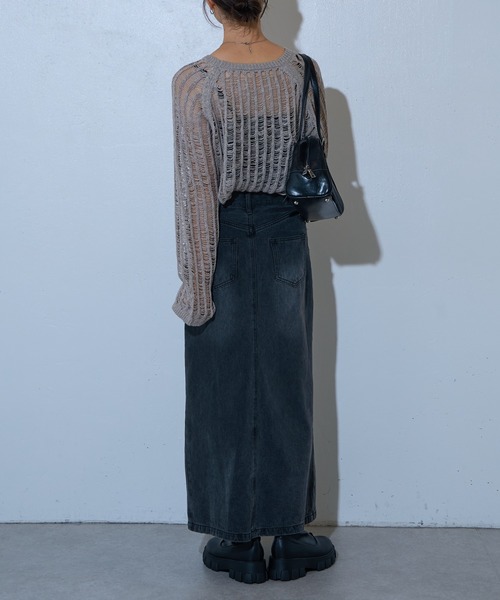 COLONY 2139（コロニートゥーワンスリーナイン）の「ローゲージメッシュニットプルオーバー（ニット/セーター・レディース・ブラック/ダークブラウン/チャコールグレー/ライトグレー・FREE）」の19枚目の写真