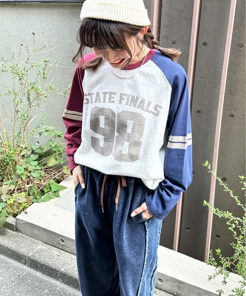 【セール】HEAVYCOTTON ナンバリングラグランTEE/ユニセックス（Tシャツ/カットソー）｜DOUBLE NAME（ダブルネーム）