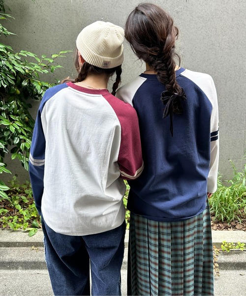 【セール】HEAVYCOTTON ナンバリングラグランTEE/ユニセックス（Tシャツ/カットソー）｜DOUBLE NAME（ダブルネーム）