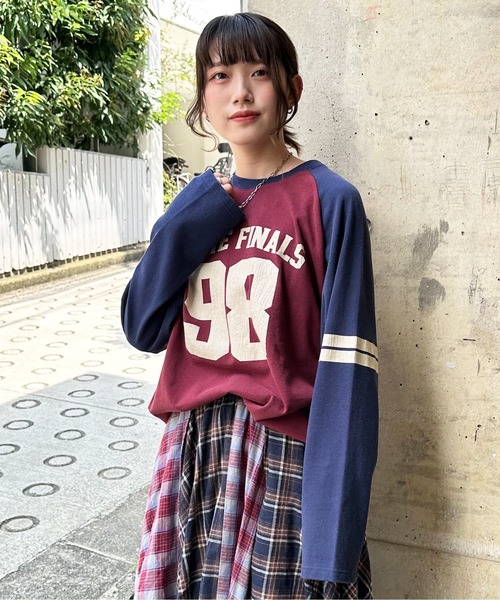 【セール】HEAVYCOTTON ナンバリングラグランTEE/ユニセックス（Tシャツ/カットソー）｜DOUBLE NAME（ダブルネーム）