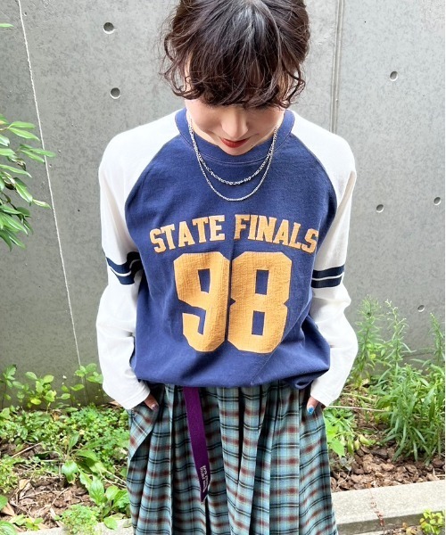 【セール】HEAVYCOTTON ナンバリングラグランTEE/ユニセックス（Tシャツ/カットソー）｜DOUBLE NAME（ダブルネーム）