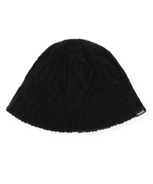 X-girl（エックスガール）の「CABLE KNIT HAT（ハット・レディース・ブラック/オフホワイト・ONE SIZE）」の7枚目の写真