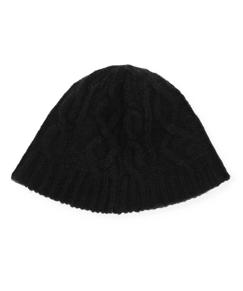 X-girl（エックスガール）の「CABLE KNIT HAT（ハット・レディース・ブラック/オフホワイト・ONE SIZE）」の8枚目の写真