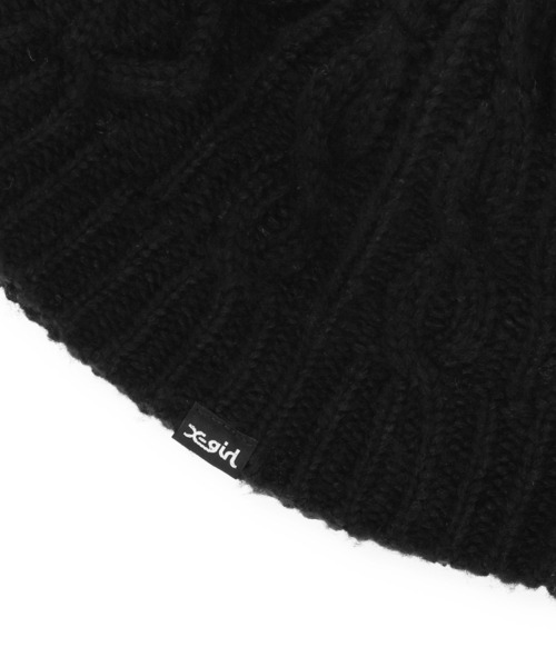 X-girl（エックスガール）の「CABLE KNIT HAT（ハット・レディース・ブラック/オフホワイト・ONE SIZE）」の10枚目の写真