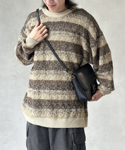 CPCM(シーピーシーエム)の「レトロボーダーニット(ニット/セーター・レディース・ネイビー/ベージュ・LARGE/MEDIUM)」の1枚目の写真