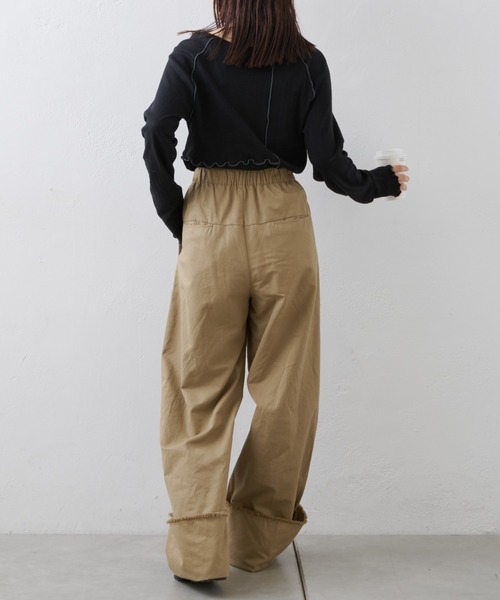 CIAOPANIC TYPY(チャオパニックティピー)の「針抜きテレコメロウ切替トップス(Tシャツ/カットソー・レディース・グレー/アイボリー/ブラック・ONE SIZE)」の19枚目の写真