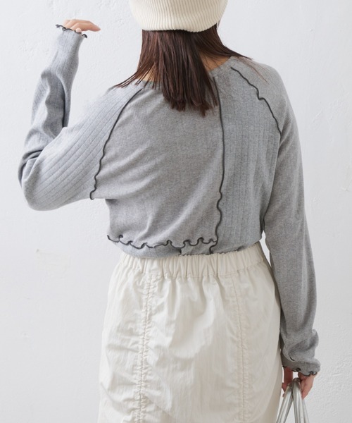 CIAOPANIC TYPY(チャオパニックティピー)の「針抜きテレコメロウ切替トップス(Tシャツ/カットソー・レディース・グレー/アイボリー/ブラック・ONE SIZE)」の22枚目の写真