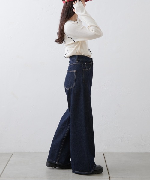 CIAOPANIC TYPY(チャオパニックティピー)の「針抜きテレコメロウ切替トップス(Tシャツ/カットソー・レディース・グレー/アイボリー/ブラック・ONE SIZE)」の9枚目の写真