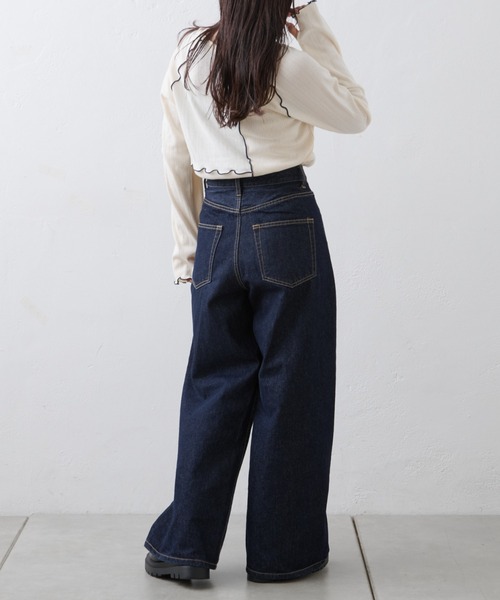 CIAOPANIC TYPY(チャオパニックティピー)の「針抜きテレコメロウ切替トップス(Tシャツ/カットソー・レディース・グレー/アイボリー/ブラック・ONE SIZE)」の10枚目の写真