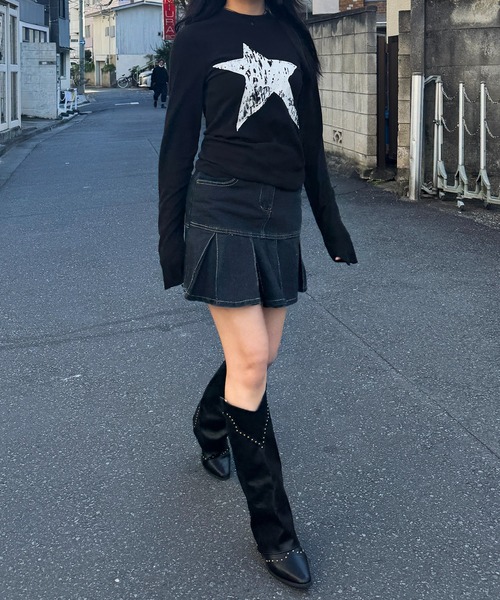 lilful(リルフル)の「スターモチーフリブロンT(ニット/セーター・レディース・ブラック・L/M)」の13枚目の写真
