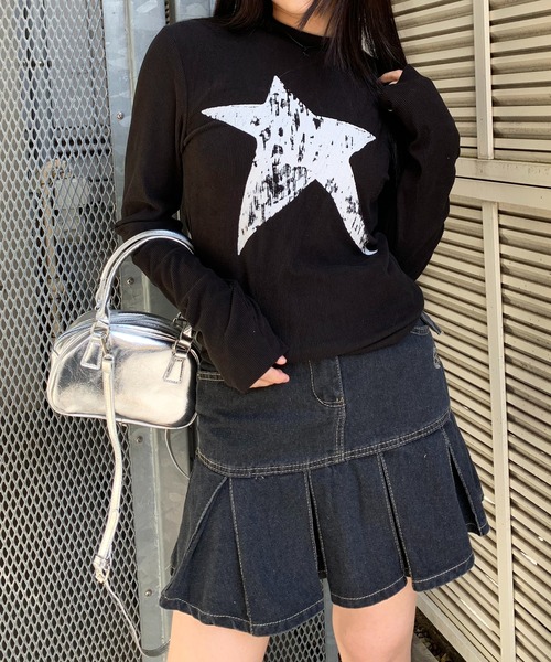 lilful(リルフル)の「スターモチーフリブロンT(ニット/セーター・レディース・ブラック・L/M)」の12枚目の写真