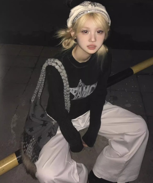 lilful(リルフル)の「スターモチーフリブロンT(ニット/セーター・レディース・ブラック・L/M)」の16枚目の写真