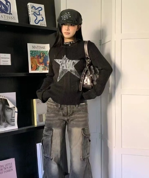 lilful(リルフル)の「スターモチーフリブロンT(ニット/セーター・レディース・ブラック・L/M)」の19枚目の写真