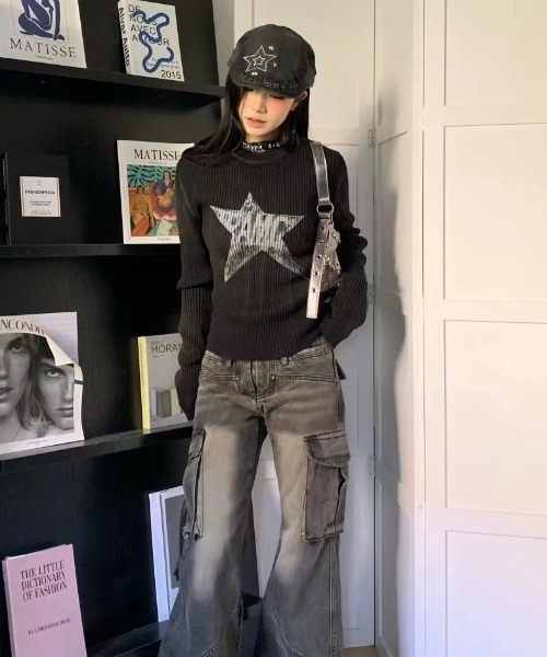 lilful(リルフル)の「スターモチーフリブロンT(ニット/セーター・レディース・ブラック・L/M)」の21枚目の写真