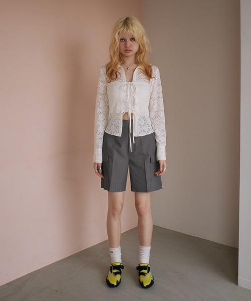 ACLENT（アクレント）の「カーゴポケットストライプハーフパンツ（カーゴパンツ・レディース・ブラック/グレー・FREE）」の20枚目の写真