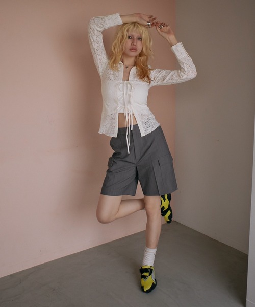 ACLENT（アクレント）の「カーゴポケットストライプハーフパンツ（カーゴパンツ・レディース・ブラック/グレー・FREE）」の19枚目の写真