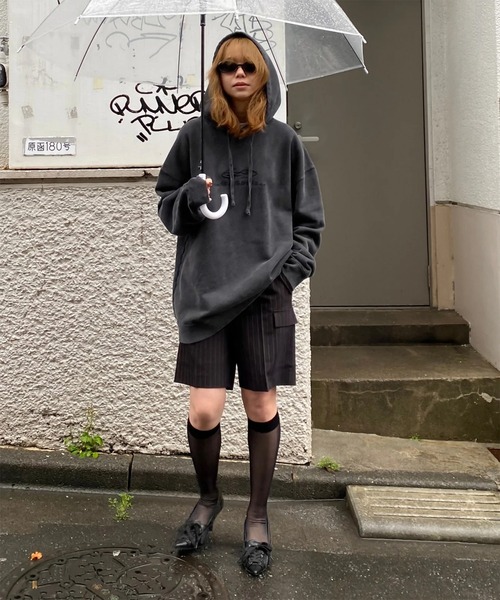 ACLENT（アクレント）の「カーゴポケットストライプハーフパンツ（カーゴパンツ・レディース・ブラック/グレー・FREE）」の15枚目の写真