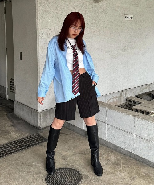 ACLENT（アクレント）の「カーゴポケットストライプハーフパンツ（カーゴパンツ・レディース・ブラック/グレー・FREE）」の14枚目の写真