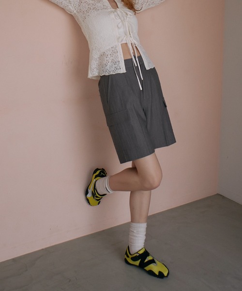 ACLENT（アクレント）の「カーゴポケットストライプハーフパンツ（カーゴパンツ・レディース・ブラック/グレー・FREE）」の22枚目の写真