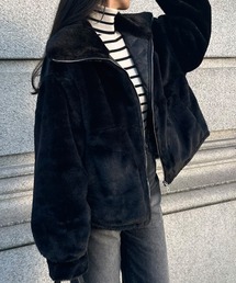 2wayカラージップ中綿ファーコート[高身長サイズMT有り]