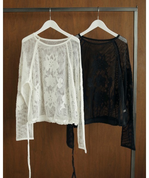 anuke（アンヌーク）の「anuke Embroidery Mesh Tops 62420605（その他トップス・レディース・ブラック/ホワイト・FREE）」の8枚目の写真