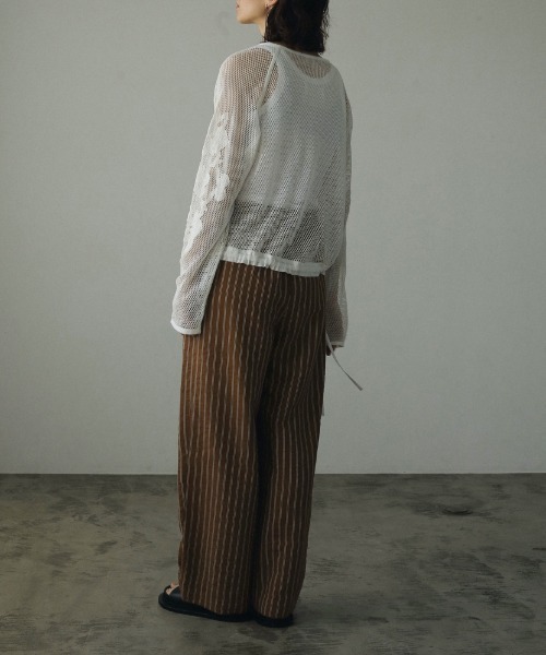 anuke（アンヌーク）の「anuke Embroidery Mesh Tops 62420605（その他トップス・レディース・ブラック/ホワイト・FREE）」の14枚目の写真