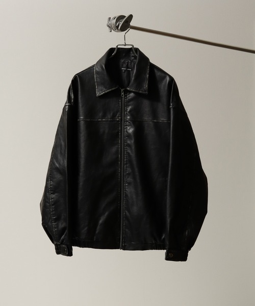 Art re A select（アトリエセレクト）の「合成皮革×ヴィンテージ加工 オーバーブルゾン（ブルゾン・メンズ・ブラック・M/S/L）」の2枚目の写真