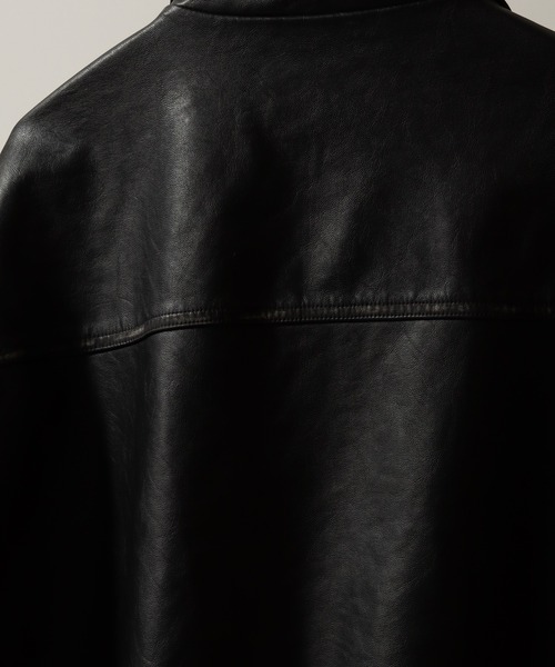 Art re A select（アトリエセレクト）の「合成皮革×ヴィンテージ加工 オーバーブルゾン（ブルゾン・メンズ・ブラック・M/S/L）」の9枚目の写真