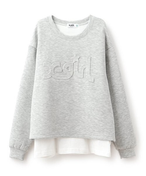 X-girl Stages（エックスガールステージス）の「エンボスロゴバックスリットプルオーバー（スウェット・キッズ・トップグレー/ベージュ/レッド・140cm/130cm/120cm/110cm）」の2枚目の写真