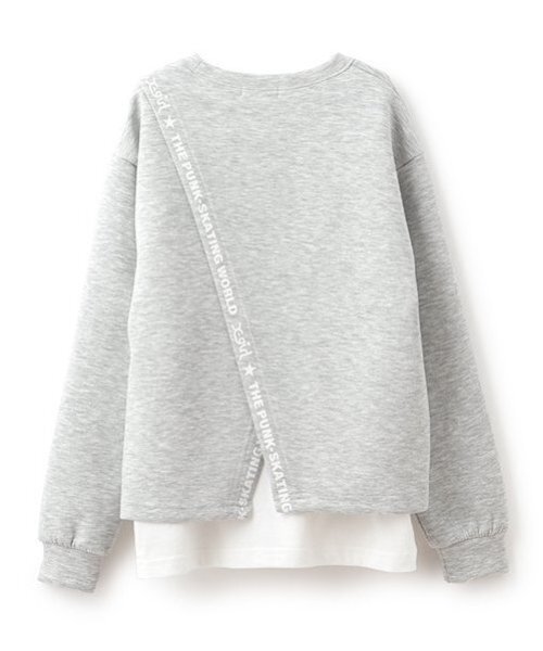 X-girl Stages（エックスガールステージス）の「エンボスロゴバックスリットプルオーバー（スウェット・キッズ・トップグレー/ベージュ/レッド・140cm/130cm/120cm/110cm）」の4枚目の写真