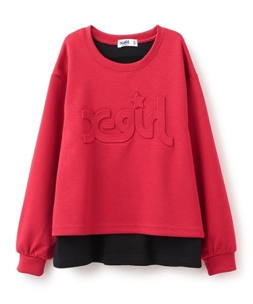 X-girl Stages（エックスガールステージス）の「エンボスロゴバックスリットプルオーバー（スウェット・キッズ・トップグレー/ベージュ/レッド・140cm/130cm/120cm/110cm）」の12枚目の写真