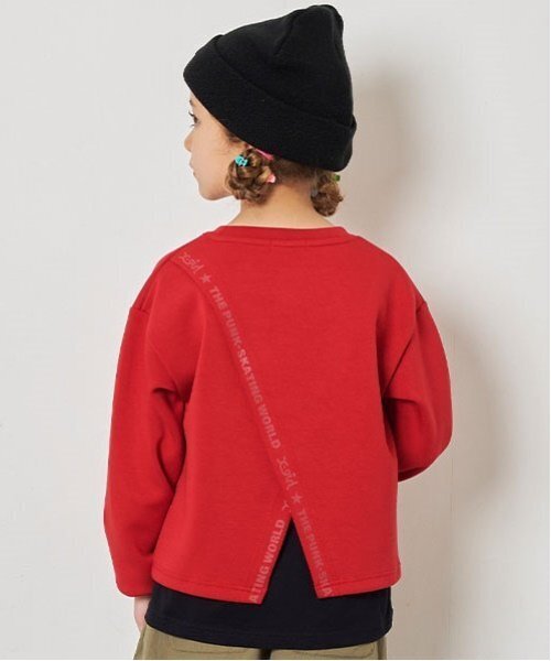 X-girl Stages（エックスガールステージス）の「エンボスロゴバックスリットプルオーバー（スウェット・キッズ・トップグレー/ベージュ/レッド・140cm/130cm/120cm/110cm）」の14枚目の写真