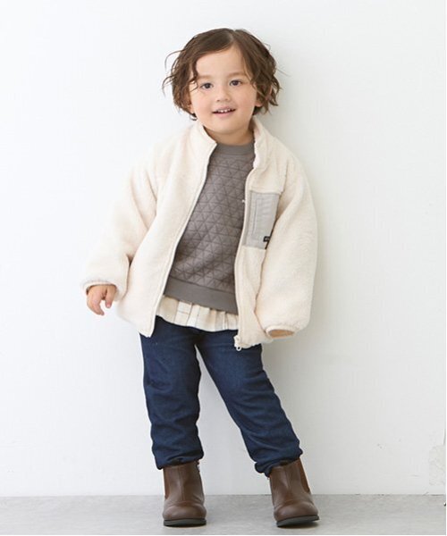 petit main(プティマイン)の「ボアジャケット(ブルゾン・キッズ・モカ/ライトブルー/マルチ/アイボリー・80cm/90cm/100cm/110cm/120cm/130cm)」の20枚目の写真