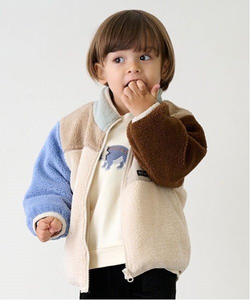 petit main(プティマイン)の「ボアジャケット(ブルゾン・キッズ・モカ/ライトブルー/マルチ/アイボリー・80cm/90cm/100cm/110cm/120cm/130cm)」の18枚目の写真
