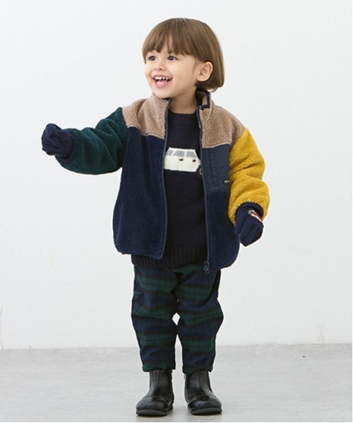 petit main(プティマイン)の「ボアジャケット(ブルゾン・キッズ・モカ/ライトブルー/マルチ/アイボリー・80cm/90cm/100cm/110cm/120cm/130cm)」の14枚目の写真