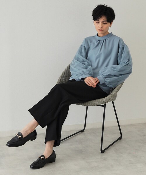 OPAQUE.CLIP（オペークドットクリップ）の「◆チュールドッキングスリーブブラウス【洗濯機洗い可】（シャツ/ブラウス・レディース・オフホワイト/ブルー/ブラック・38/40/42）」の10枚目の写真