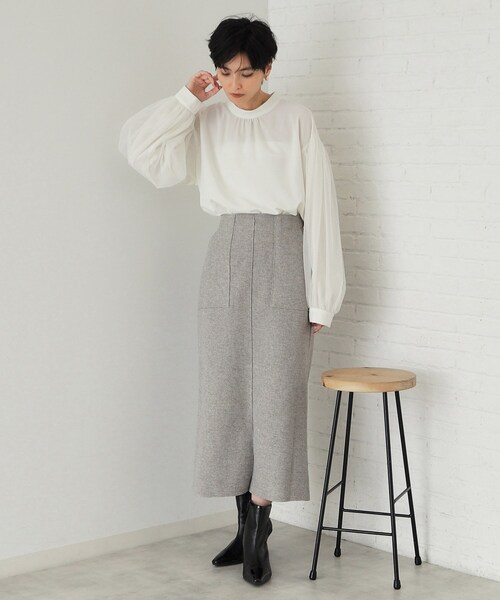 OPAQUE.CLIP（オペークドットクリップ）の「◆チュールドッキングスリーブブラウス【洗濯機洗い可】（シャツ/ブラウス・レディース・オフホワイト/ブルー/ブラック・38/40/42）」の13枚目の写真